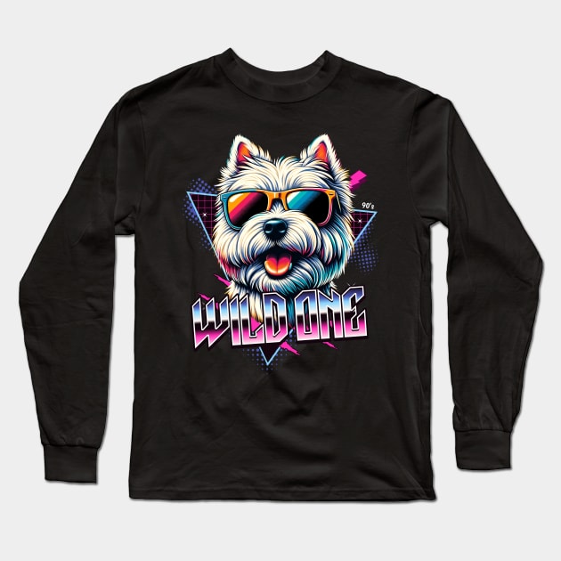 Wild One West Highland White Terrier Long Sleeve T-Shirt by Miami Neon Designs